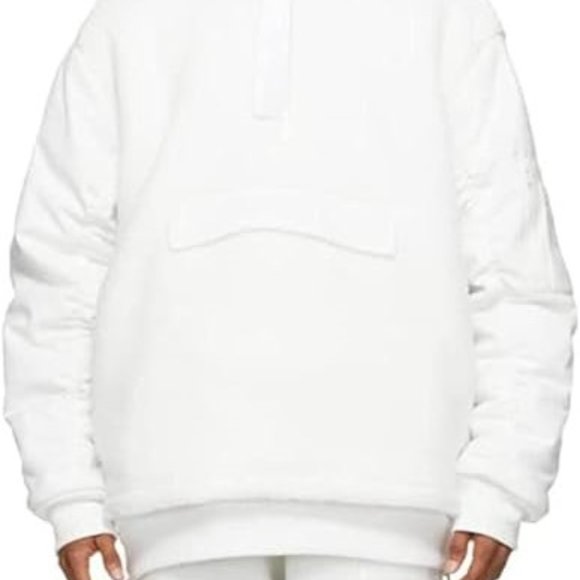 Adidas IVY PARK  Unisex White 1/2 Zip Quilted Sherpa Jacket FREE SHIPPING H18974 - Picture 8 of 9